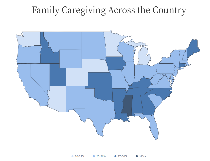 Family Caregivers Across the Continental US