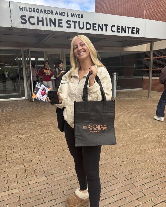 College Student with Free Swag